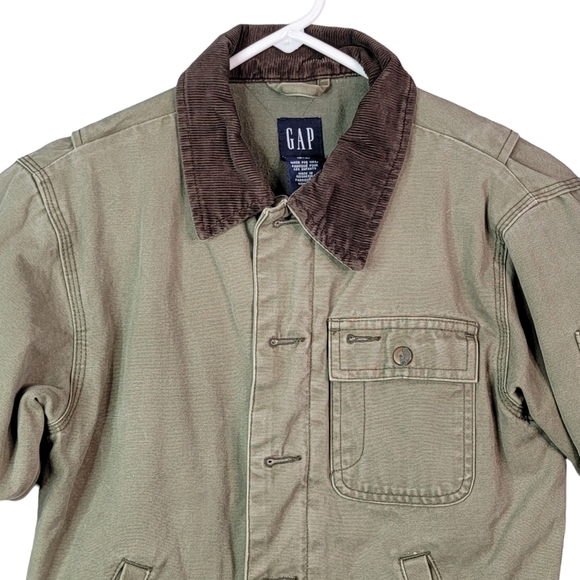 Gap Vintage Y2K Workwear Corduroy Collar Button Zip Up Coat Jacket S - Picture 3 of 15